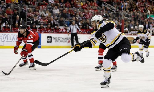 David Pastrnak hits 100-point mark in Bruins’ 7-2 win in Jersey
