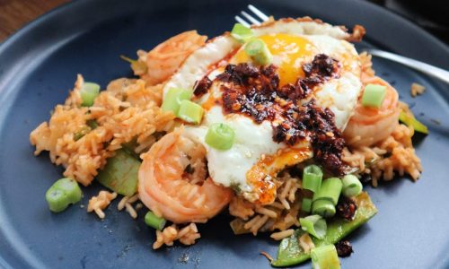 Kimchi and shrimp-fried rice stir-fry packs a protein punch