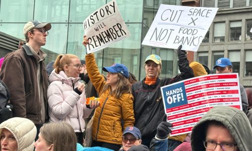 Tens of thousands show for Boston ‘Hands Off’ protest against Trump, Elon Musk
