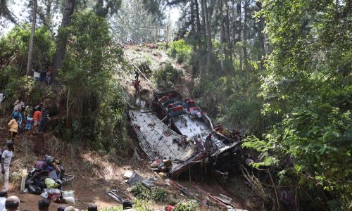 Bus skids off a cliff in Sri Lanka