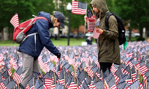 Fallen service members remembered with U.S. flag display on the Common
