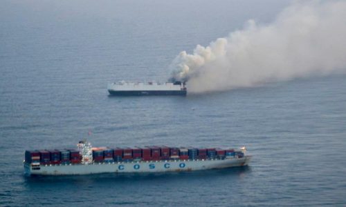 Cargo ship carrying new vehicles to Mexico sinks in the North Pacific weeks after catching fire
