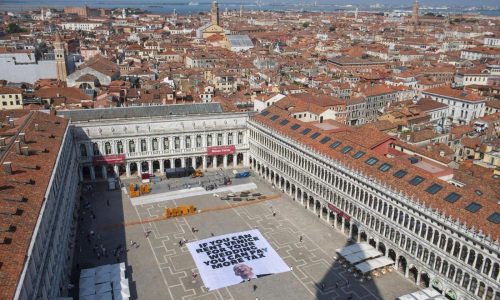 Greenpeace joins anti-Bezos protest with Venice banner complaining about billionaire tax breaks