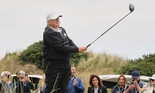 Trump caps his Scottish visit by opening a new golf course