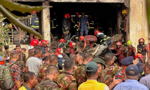 A Bangladesh Air Force training jet crashes into a Dhaka school and kills at least 19