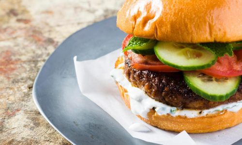 These flavor-packed pork burgers were inspired by Indian street food