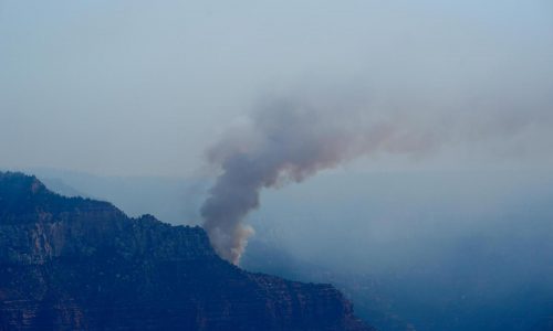 Fire crews along Grand Canyon are trying to save cabins after loss of historic lodge