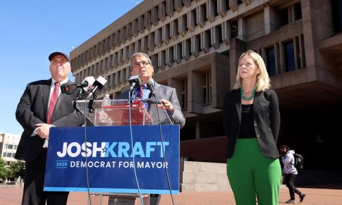 Josh Kraft, flanked by two Boston city councilors, blasts Mayor Wu for blocking hot-button debate