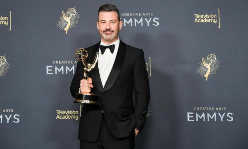 Jimmy Kimmel says he’s not defending democracy. But he’s standing up for fellow Emmy nominee Colbert