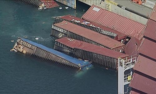More than 60 containers fall off ship in California port