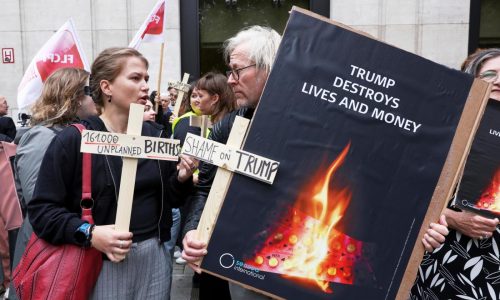 Women’s rights activists rally in Belgium fearing US plans for birth control supplies