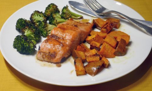 Quick Fix: Sheet Pan Orange-Honey Salmon with Broccoli and Sweet Potatoes