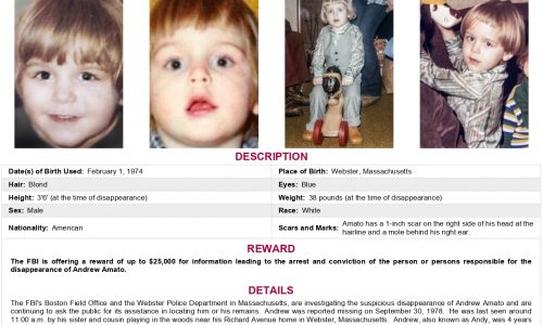 FBI offers $25K reward for leads in 1978 disappearance of 4-year-old in Webster