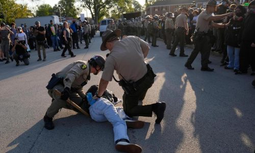 Protesters at ICE facility object to barricades, agents detain multiple people