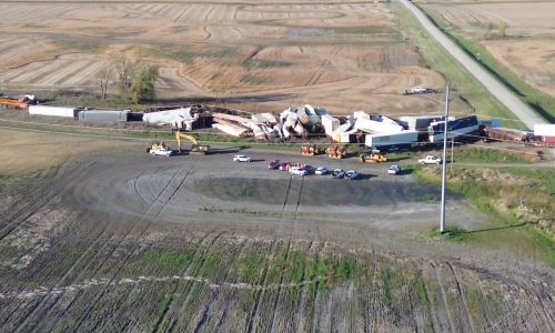Train derails, driver killed after combine-train collision in rural North Dakota