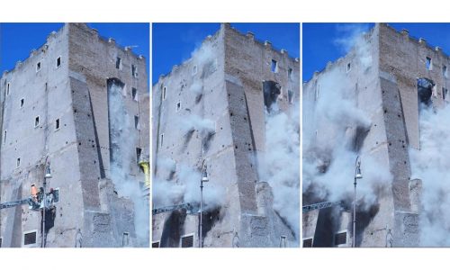 Rescuers race to save man trapped in partially collapsed medieval tower in Rome