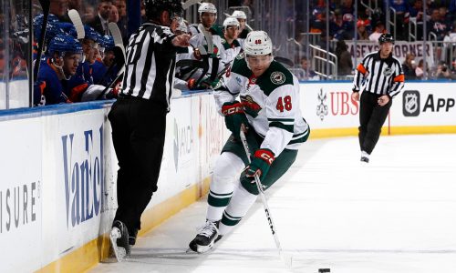 After trading places, Daemon Hunt finds chemistry on Wild blue line