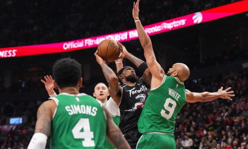 Celtics vault to third place in East by beating Raptors for fifth straight win