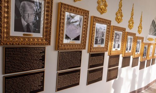 Trump writes partisan plaques for predecessors in his newly installed Presidential Walk of Fame