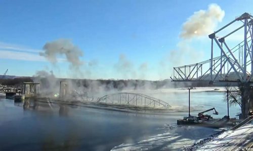 Implosion takes down a nearly century-old Mississippi River bridge