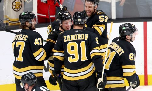 Bruins notebook: Mikey Eyssimont is old soul behind new victory song