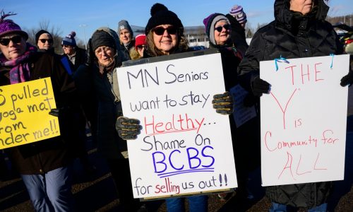 Blue Cross Blue Shield of Minnesota meets with Silver Sneakers protesters
