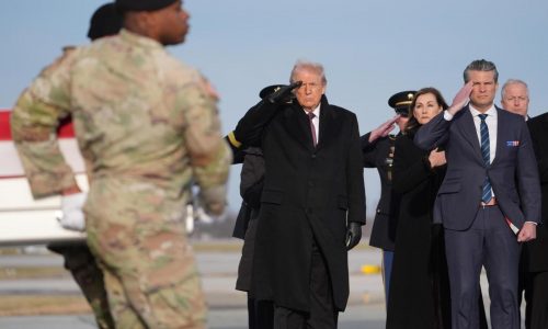 Trump pays respects to 2 Iowa National Guardsmen and interpreter killed in Syria as they return home