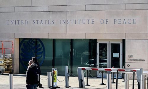 Trump is fighting the Institute of Peace in court. Now, his name is on the building
