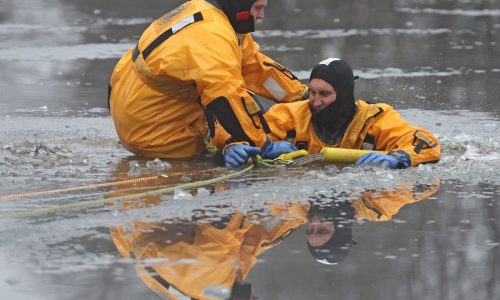 Scituate firefighters practice ice rescue operations: ‘The only safe ice is in a hockey rink’