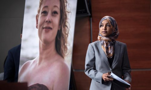 Man sprays unknown substance on Rep. Ilhan Omar and is tackled at Minneapolis town hall