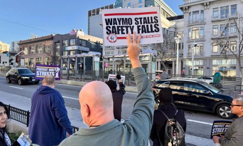 Lyft and Uber drivers protest Waymo robotaxis as California considers further regulations