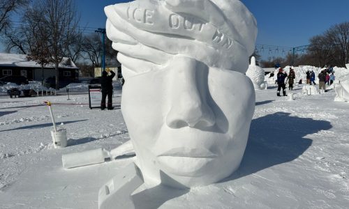 Winter Carnival snow sculpture altered over anti-ICE statements