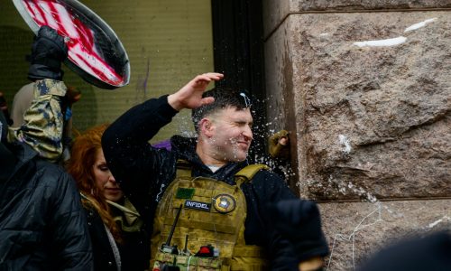 Counter-protesters outnumber supporters at Jake Lang’s rally at Minneapolis City Hall