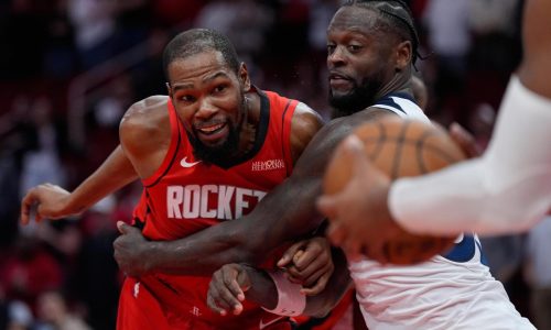 Los 39 puntos de Durant y sus tiros libres decisivos llevan a Rockets a victoria sobre Timberwolves
