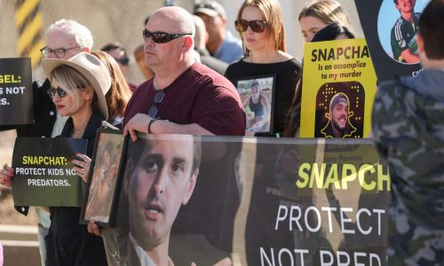 Parents who blame Snapchat for their children’s deaths protest outside company’s headquarters