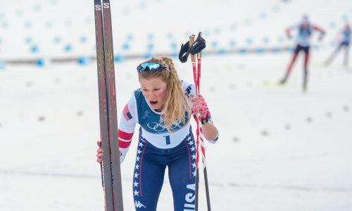 Jessie Diggins falls in first race of Olympics, finishes 8th