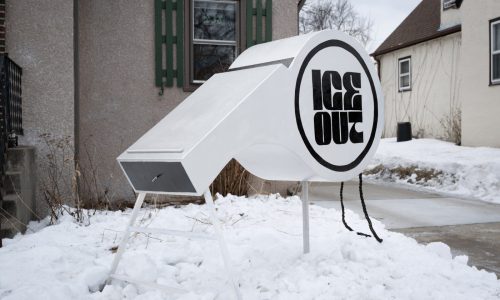 In a West St. Paul front yard, an oversized whistle sculpture calls for ‘ICE out’