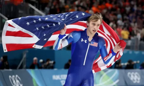 Stolz Scorches Speed Skating Track for Olympic Record, 2nd Gold in Italy