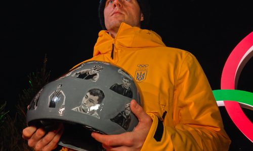 His helmet honors Ukrainian athletes killed in war. The IOC barred him from competing