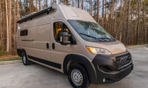 RV Queen Bed, Hidden Shower, and Remote Office Turn This Ram ProMaster into a Road-Ready Home